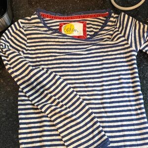 Boden Kids Navy and White Striped Long Sleeve Tee, gently used